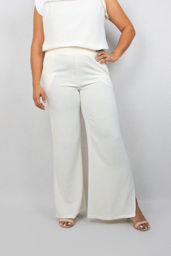 Pantalón bota recta con abertura