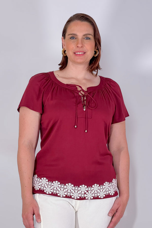 Blusa manga corta con recogido