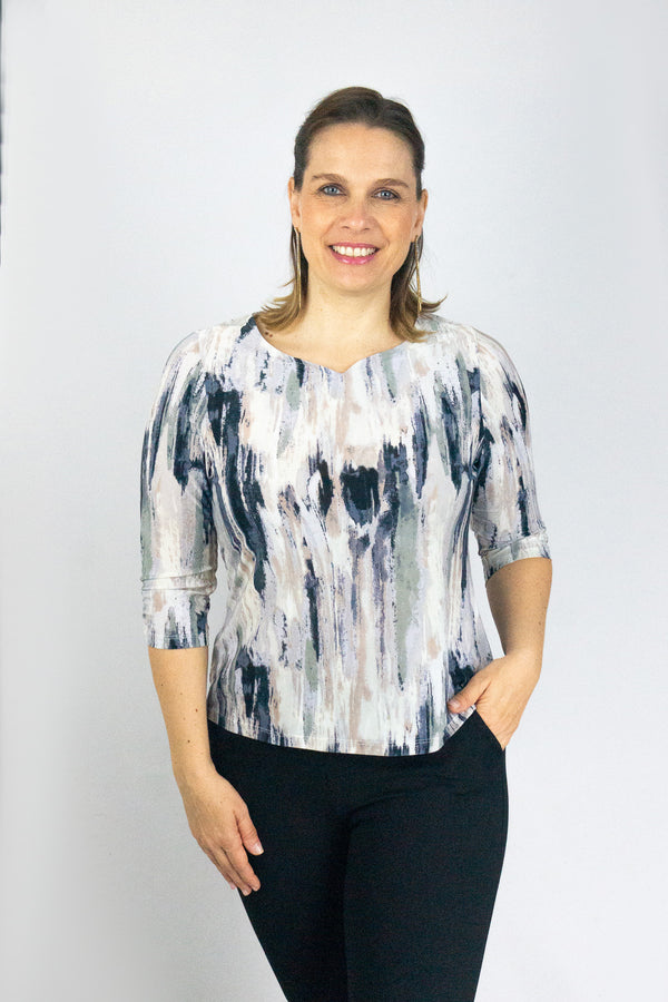 Blusa cuello en V con recogido