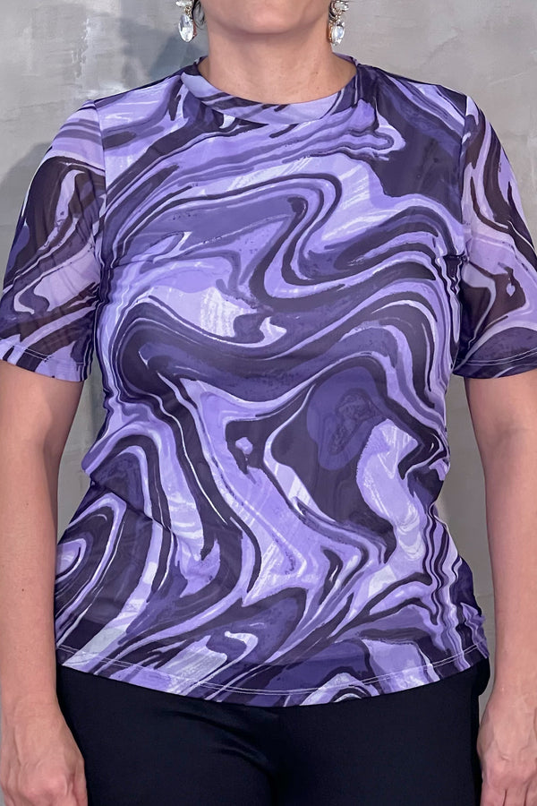 Blusa estampada cuello redondo