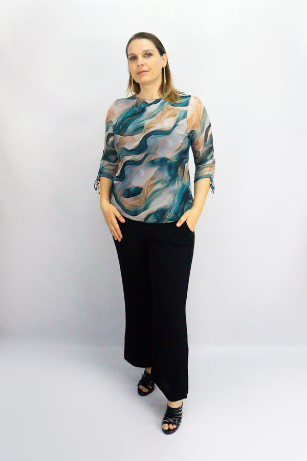 Blusa en malla con recogido