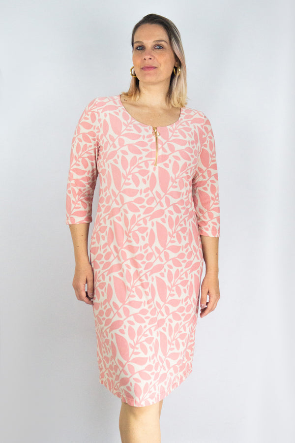 Vestido cuello redondo con cierre