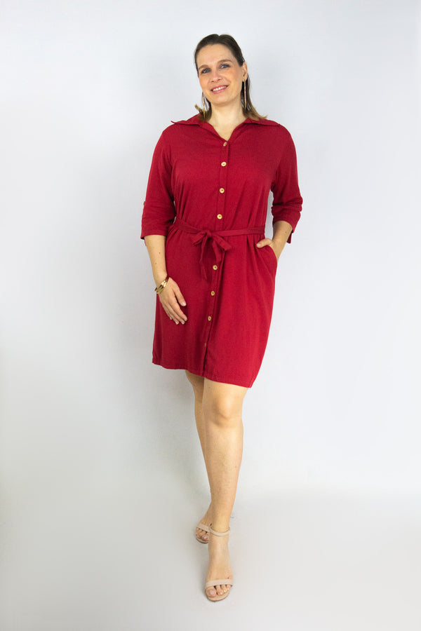 Vestido camisero con perilla