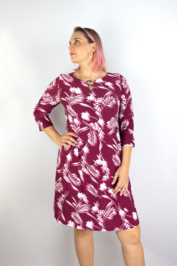 Vestido corto manga 3/4