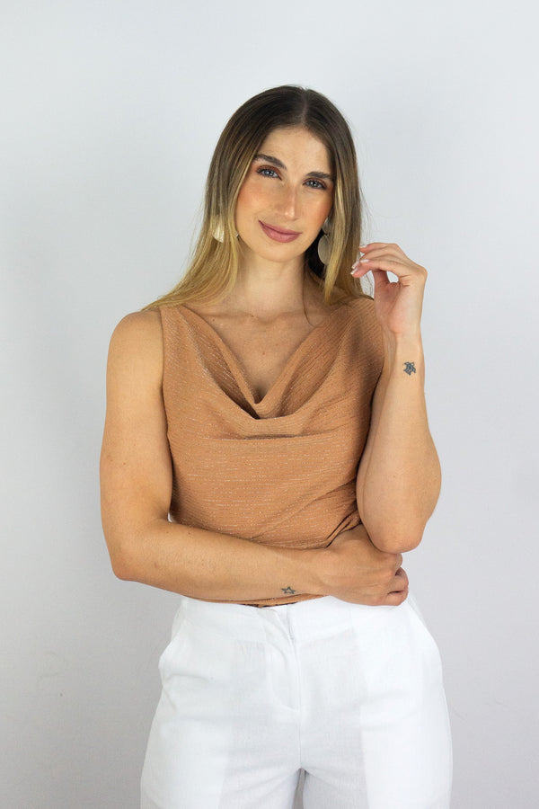 Blusa escote drapeado