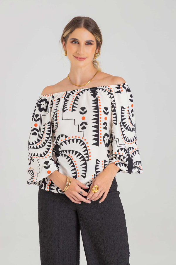 Blusa campesina mangas globo