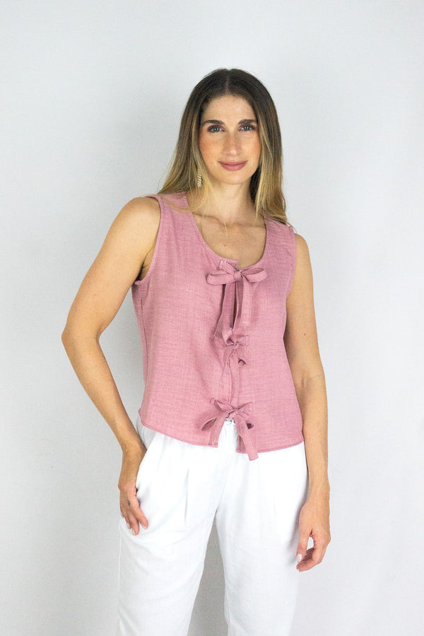 Blusa semichaleco con moños