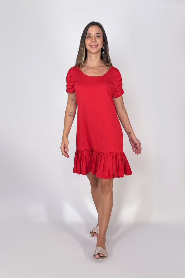 Vestido corto con cuello redondo