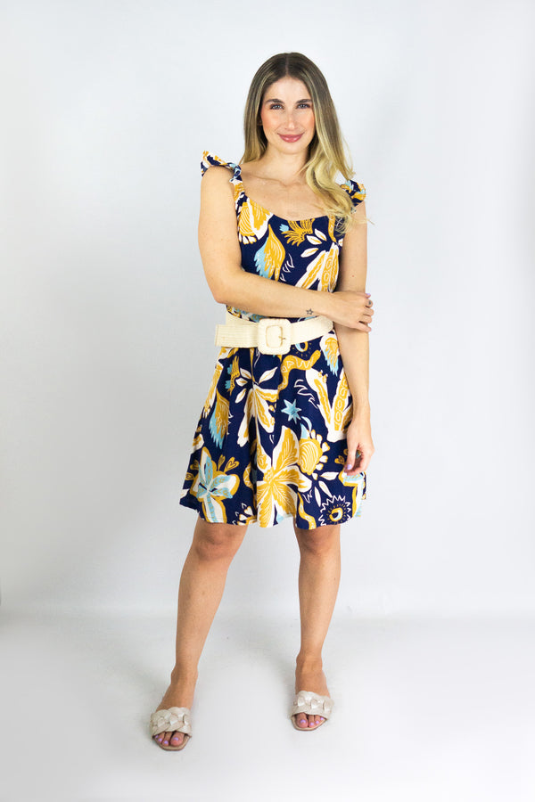 Vestido corto con cargaderas en bolero