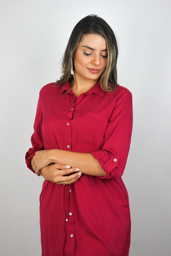 Vestido corto con cuello camisero