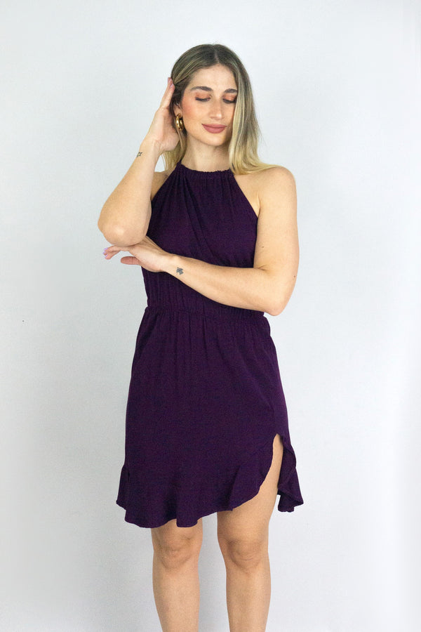Vestido corto cuello halter