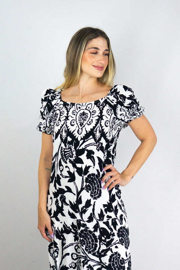 Vestido largo con manga globo
